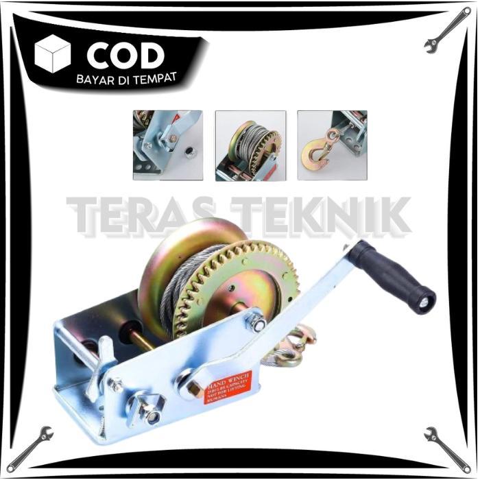 800Lbs Mesin Derak Manual Tangan Hand winch Katrol Manual Alat Penarik Caravan Panjang Tali Laut Men