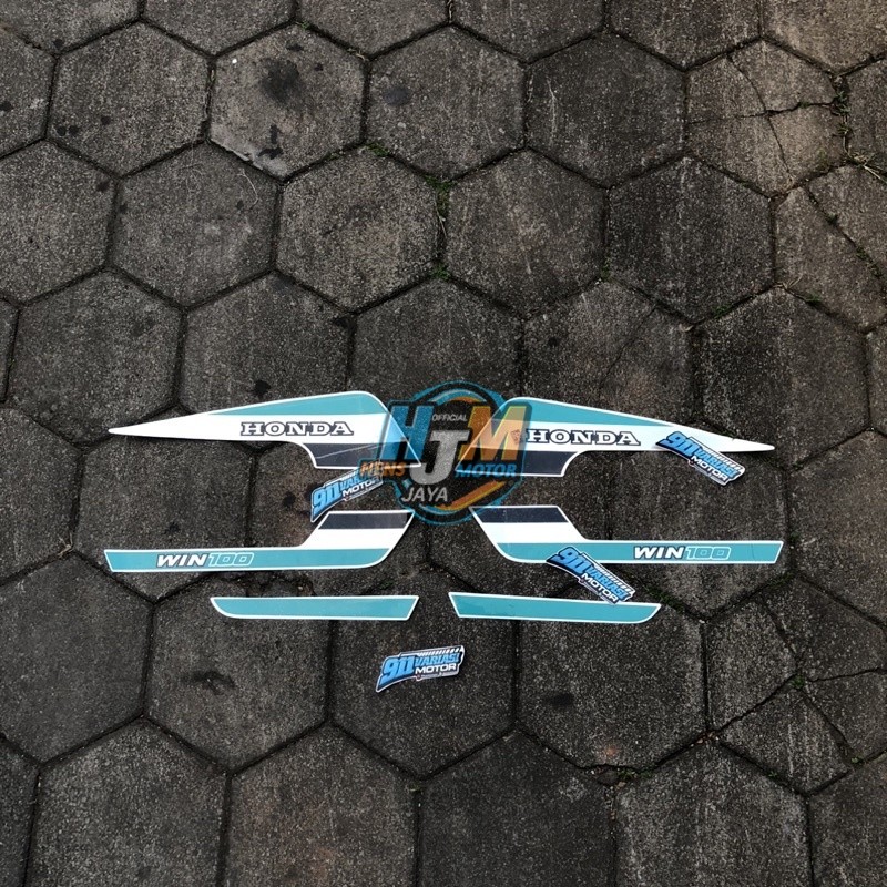 Striping Stiker List Body Win100 | Variasi Custom Body Set Tangki Honda Win 100 | Warna Hijau Tosca 