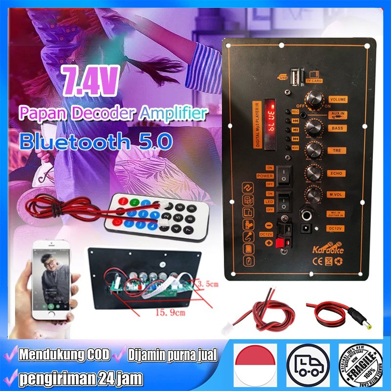 Papan Decoder Amplifier Audio Daya Pemutar MP3 USB Untuk Audio Kendaraan Accs  Kit Speaker Bluetooth