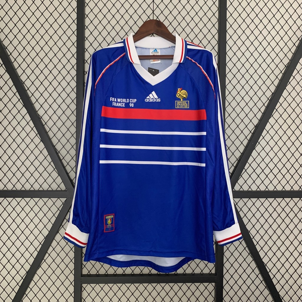 Jersey Retro long sleeve France 1998 Home A34 T shirt pria