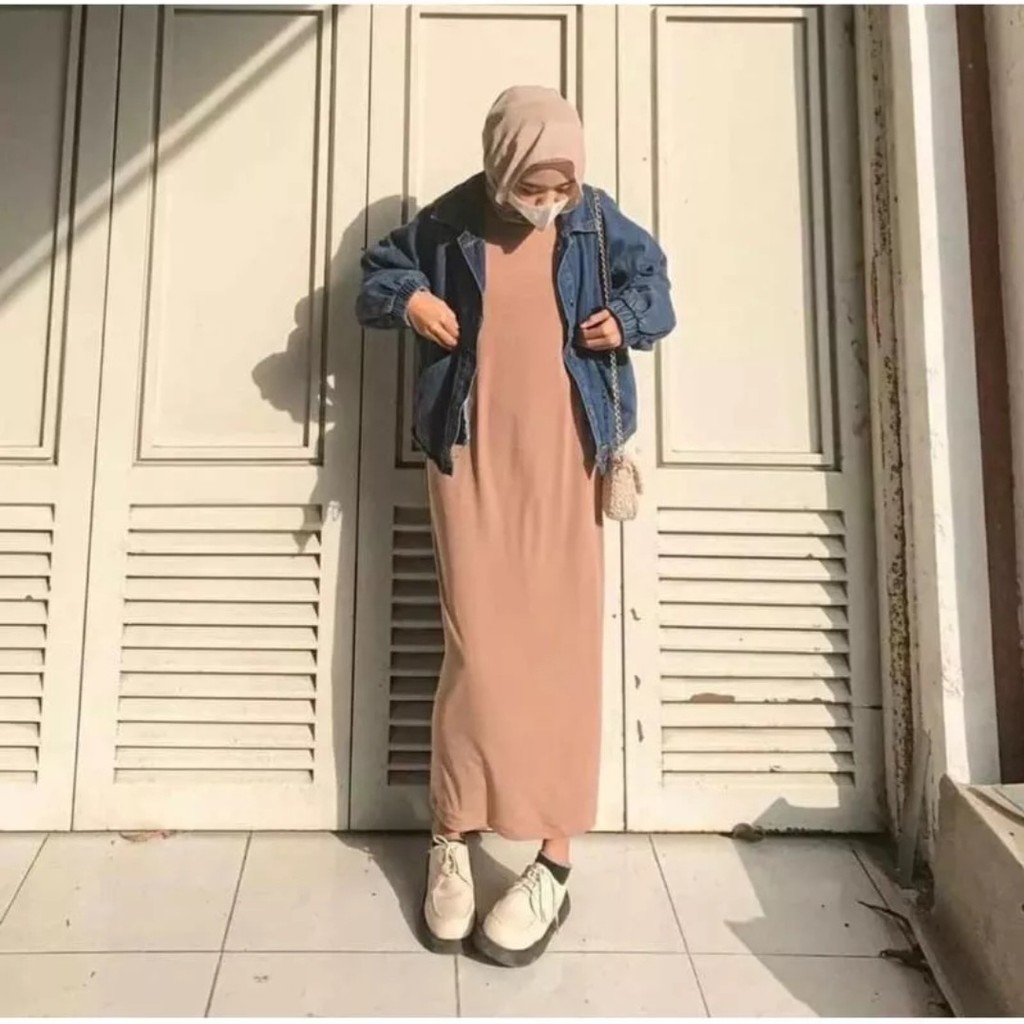 RNA Inner Dress SCUBA Premium Tanpa Lengan Jumbo Kualitas Import  Span Jumpsuit Wanita Long Dress Bo