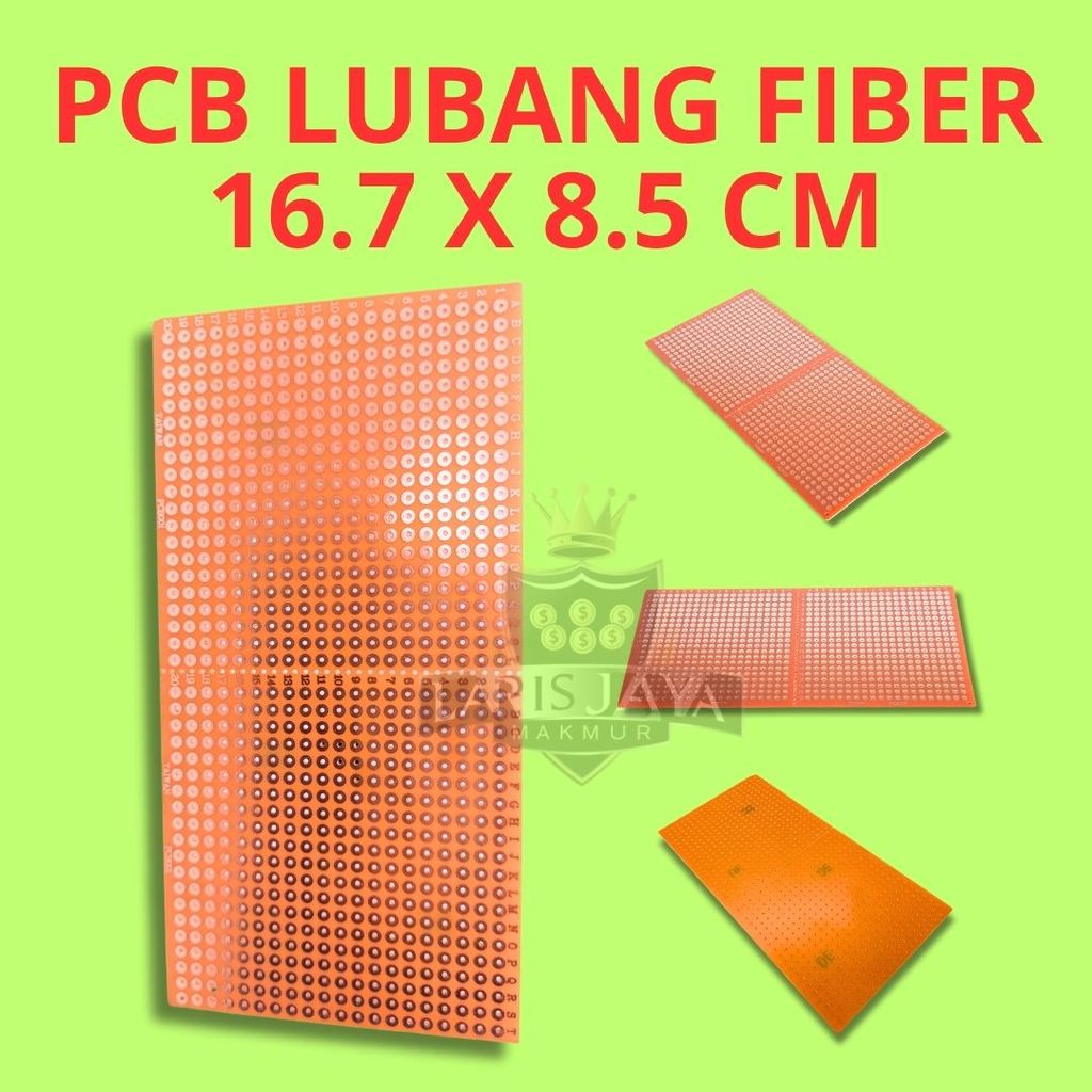 PCB Lubang Fiber 16.7 x 8.5 cm – Full/Setengah Lembar Cocok Rangkaian Transistor