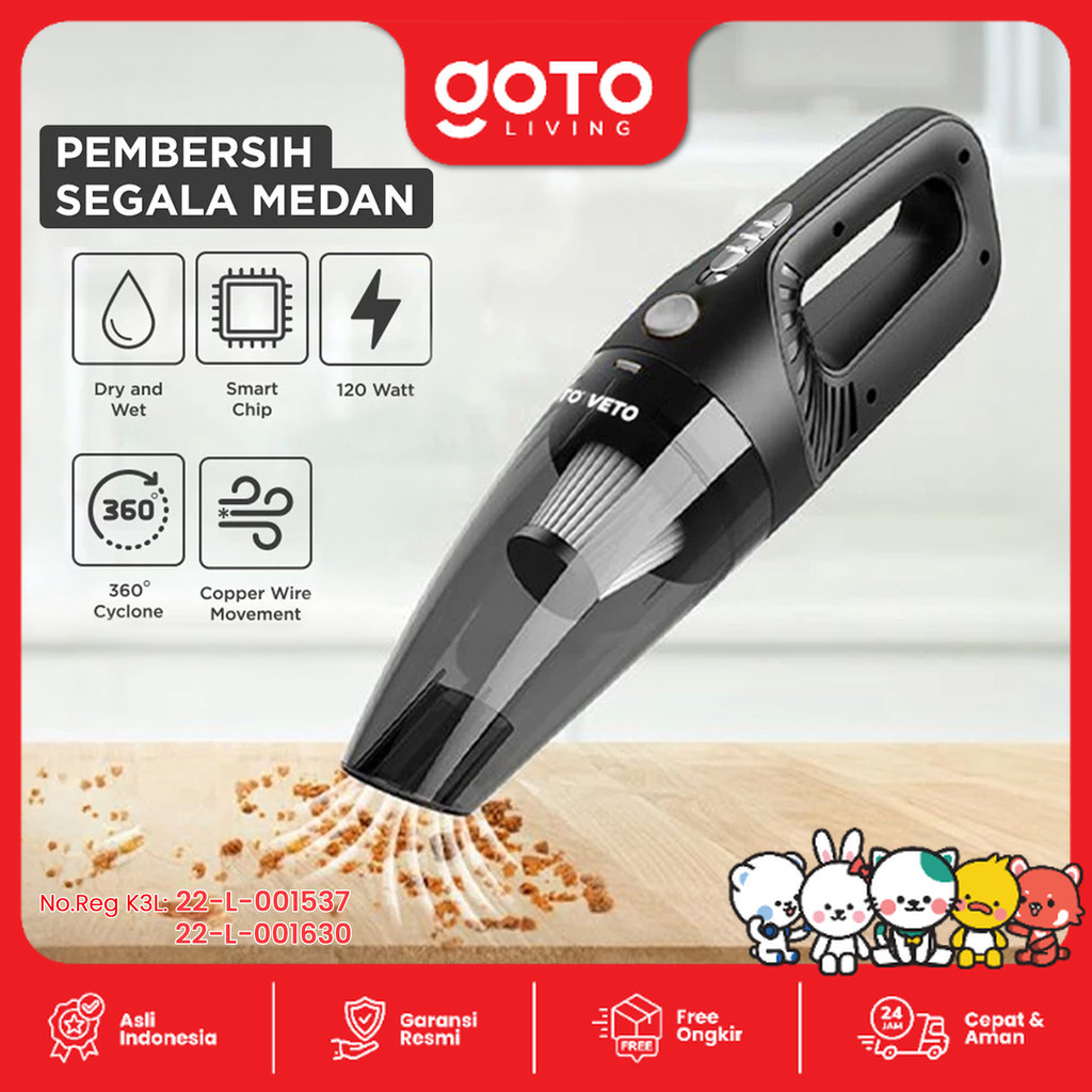 Goto Veto Vacuum Cleaner Alat Penyedot Debu Mobil Portable Wireless
