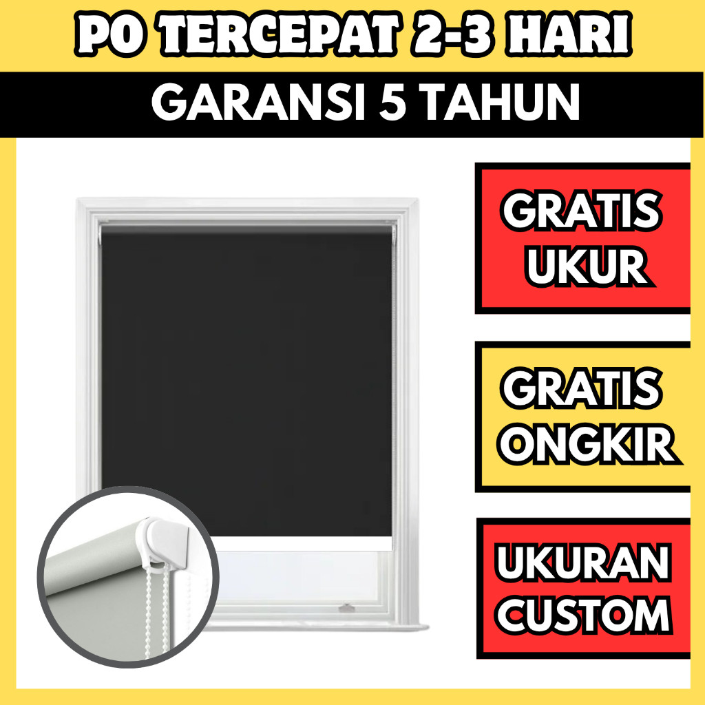 Tirai Roller Blind Blackout 80% Custom - Roller Blinds Blackout - Roller Blind - Blind Roller - Tira