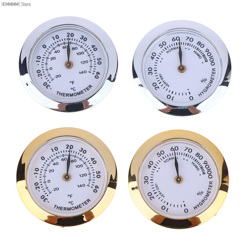 Cigar Box Juggling Moisture-proof Box rect Pin Embedded 37mm Pointer Mini Gold Silver Thermometer Hy