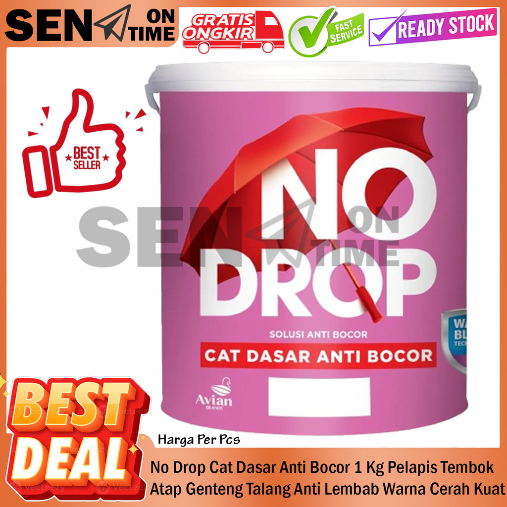 No Drop Cat Dasar Anti Bocor 1 Kg Pelapis Tembok Atap Genteng Talang Anti Lembab Warna Cerah Kuat Ta