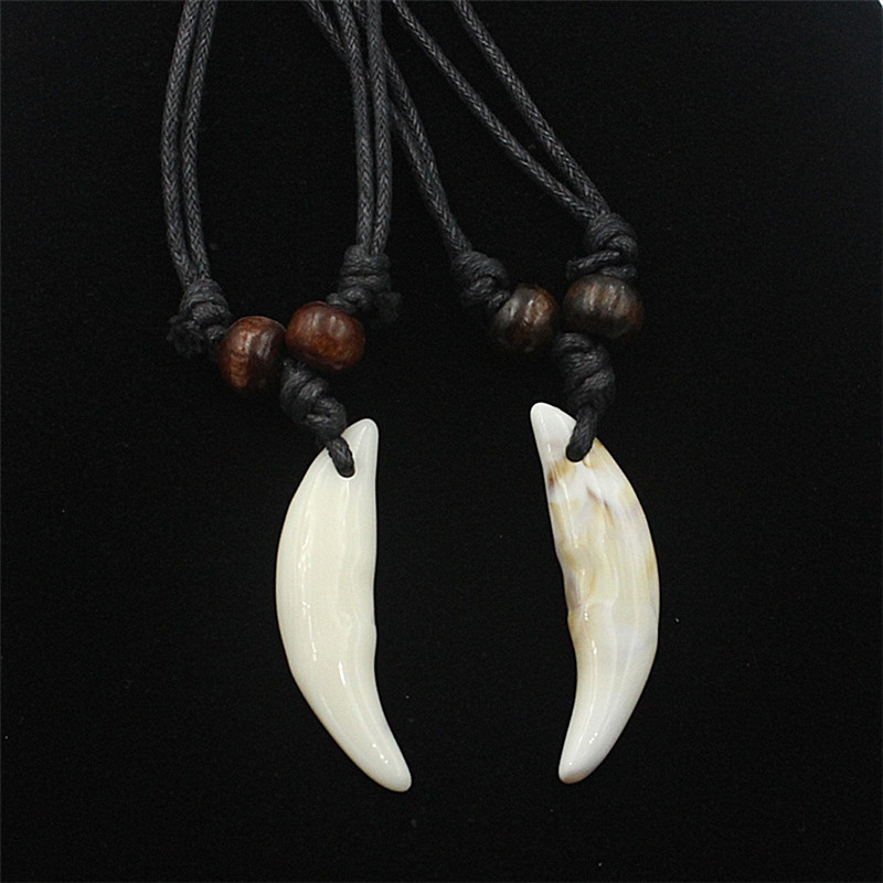 Men's Necklace Woman's Imitation Bone Pendant Tibetan Amulet Fangs Tooth Vintage Tibet Wolf Tooth Ch