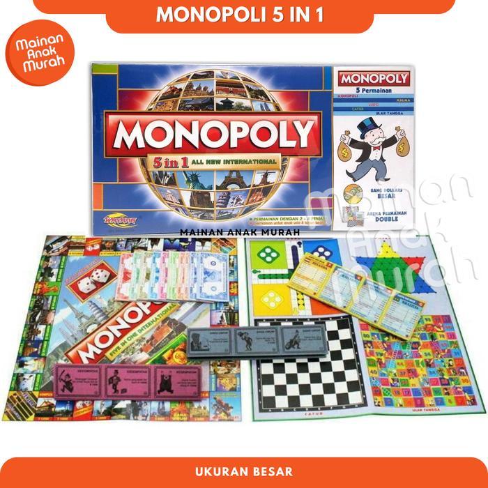 Monopoli 5 in 1 All New Internasional  Ukuran Besar / Mainan Edukasi Asah Otak Monopoli Five In One 