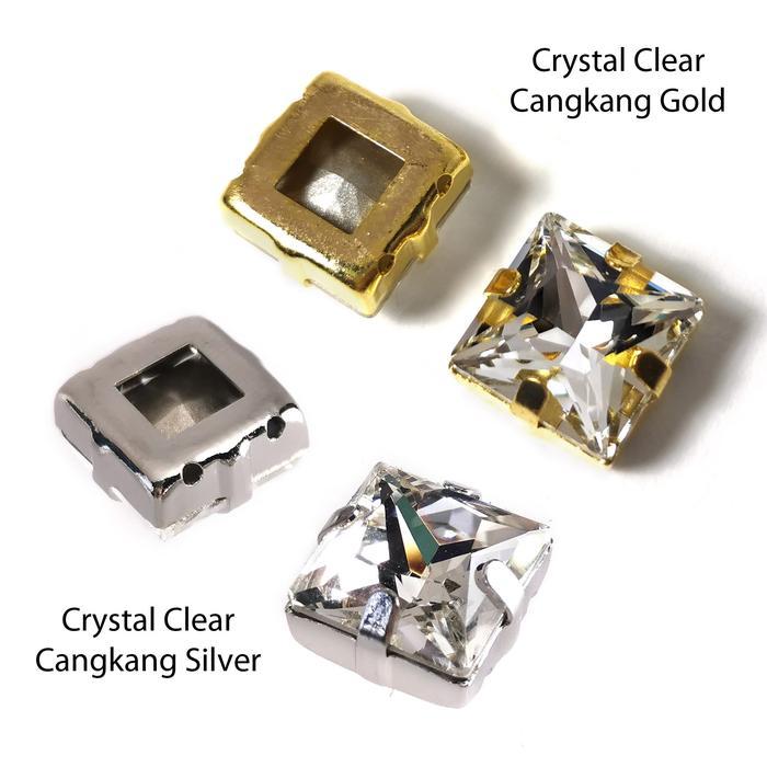 Crystal Austria Kotak 12mm - Clear Gold Kristal Payet Cangkang - Cangkang Silver