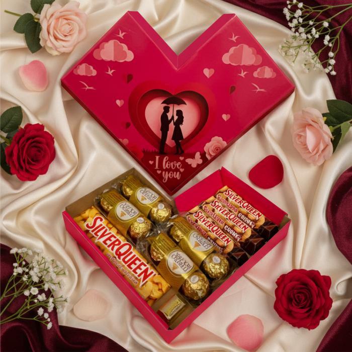 Hampers Love silverqueen free request ucapan - Hampers Silverqueen Ferrero & Chunky