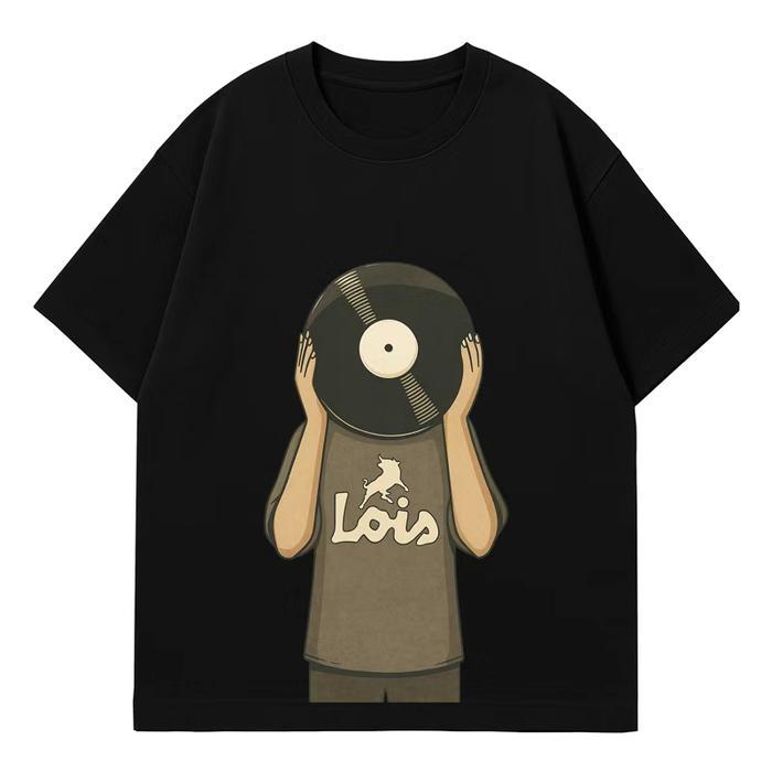 (COD) Kaos Oversize Motif Piringan Hitam LOIS - hitam, S