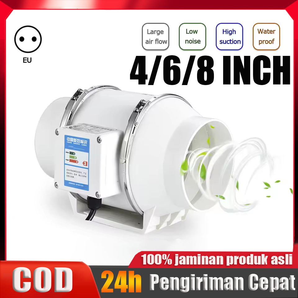 4 "6" 8 " exhaust fan dinding/Kipas Angin Buang Diam/atap Inline Duct fan Blower Hisap Ekstraktor Ki