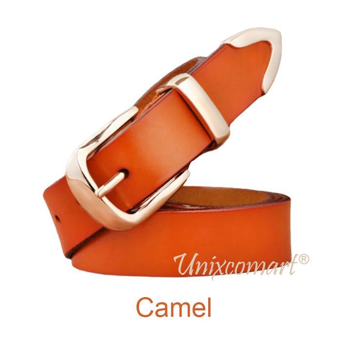 Gesper Wanita ASHLEY BELT Tali Sabuk Ikat Pinggang Kulit Asli Fashion Perempuan - Camel, 105cm