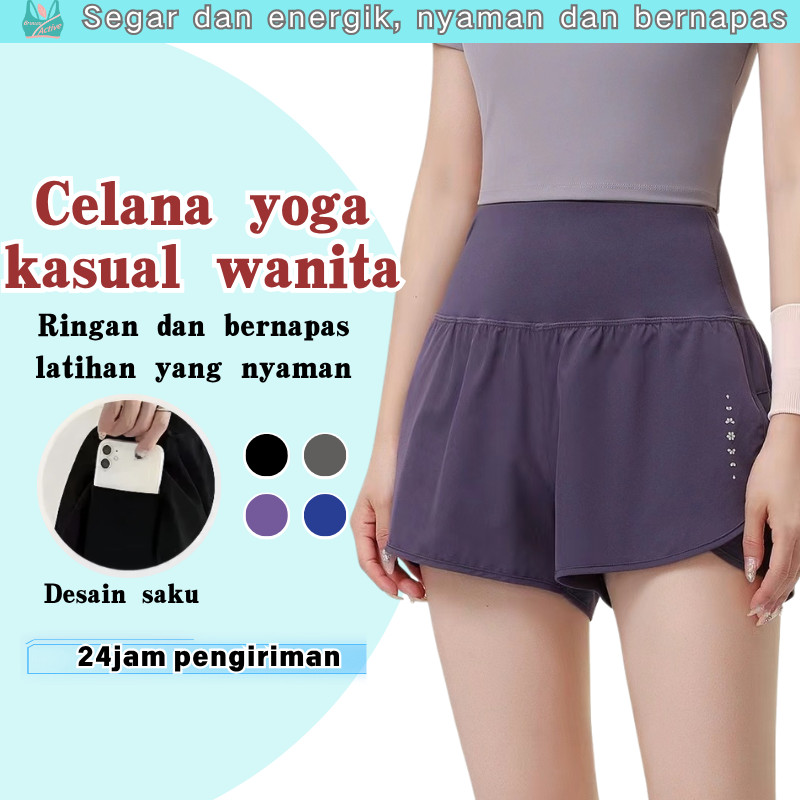 AIMER Celana Olahraga Pendek Wanita Legging Traning Sport Wanita Baju Senam Gym Fitness Yoga C0010G4