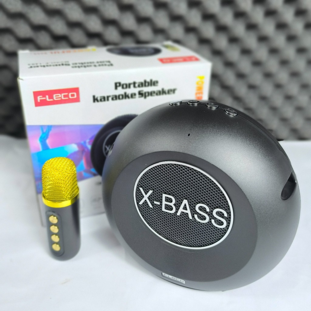 Speaker fleco 1403 x-bass speaker karaoke dengan mic speaker portable super bass Mantap