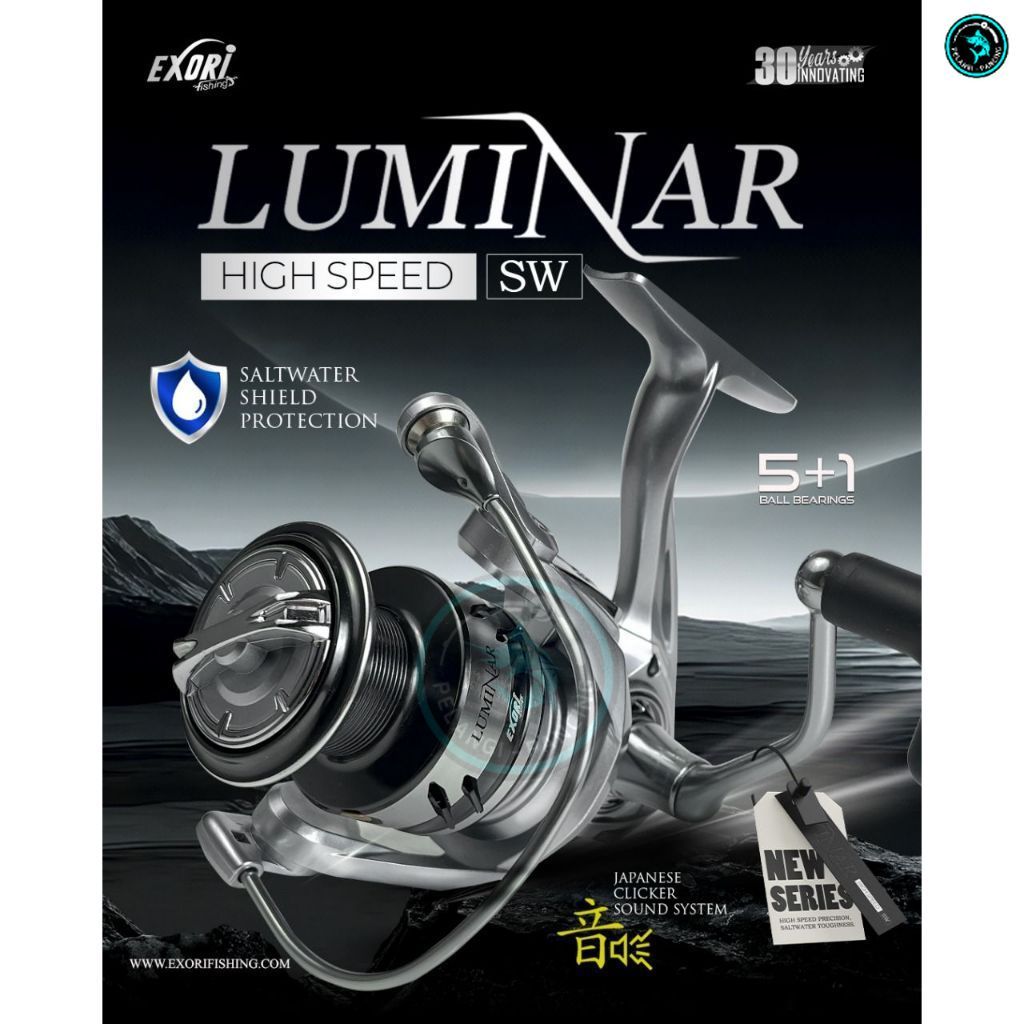 Pelangi Pancing Reel Pancing Spinning EXORI Luminar HS High Speed SaltWater Screw In Power Handle Lo