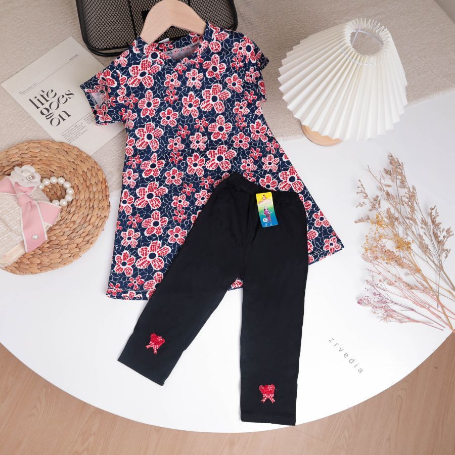 Setelan Flowly uk Bayi - 5 Tahun / Gaya Korea Setelan Anak Perempuan Baby Cewek Legging Import Polos