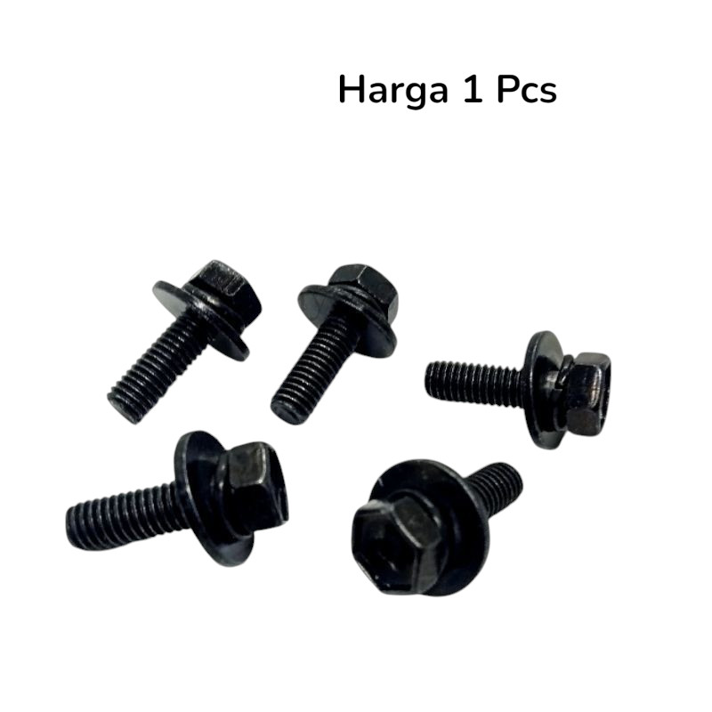 Bolt Washer 6x16 (M6x16) - Baut 10 Baja 1.6 cm Original (Ring Per & Ring Plat)