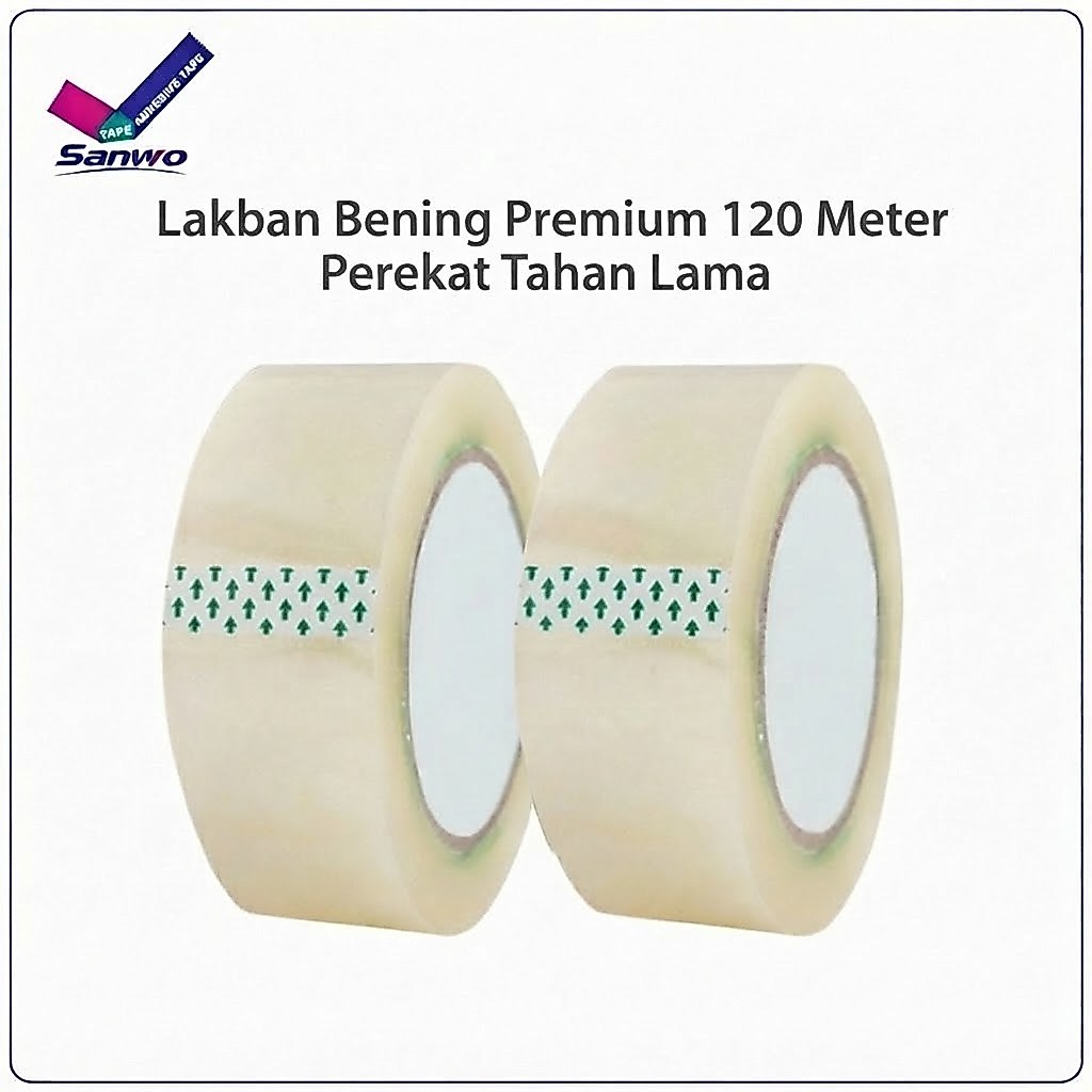 Lakban Bening Premium 120 Meter Perekat Tahan Lama untuk Kebutuhan Packing