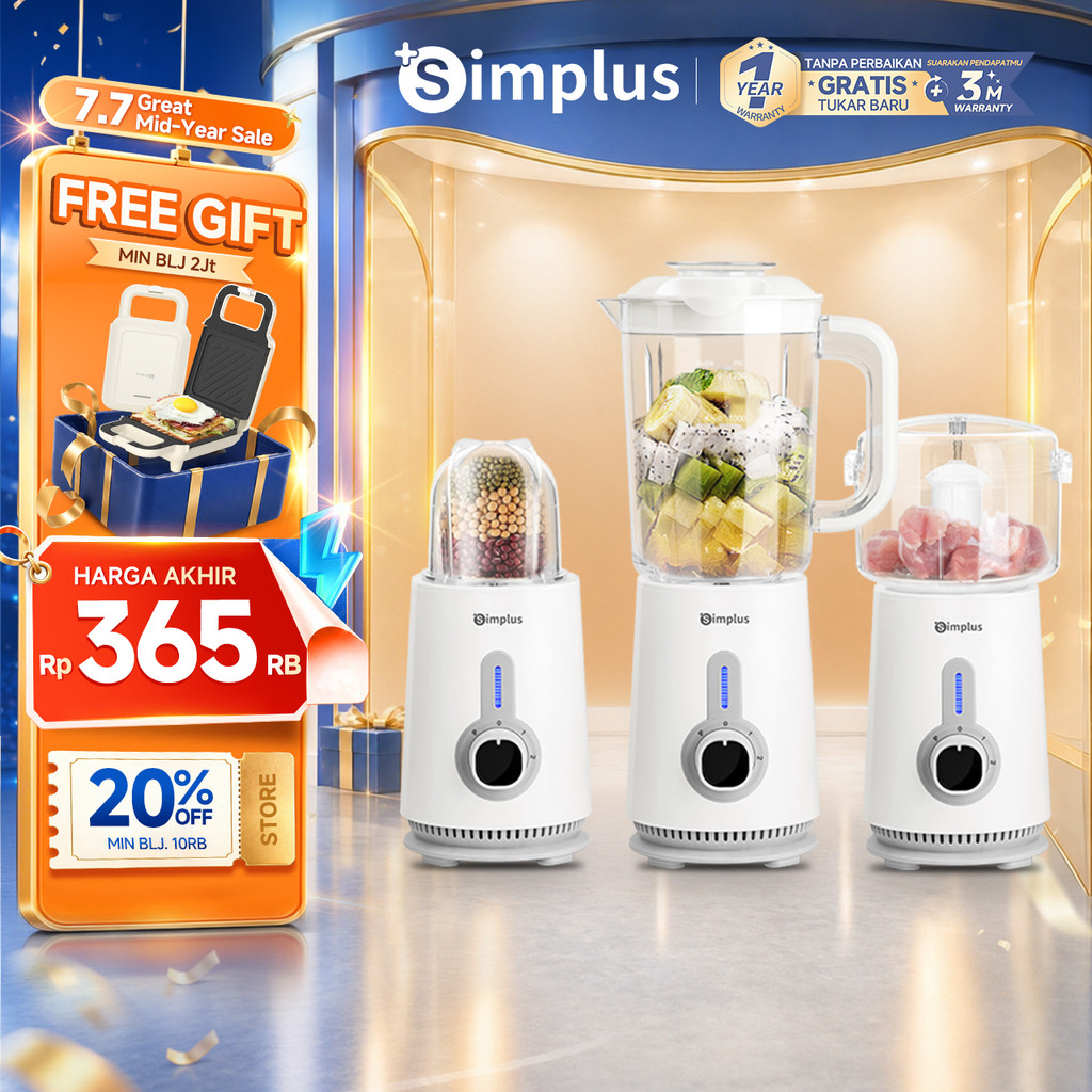 Simplus Blender 3-in-1 Serbaguna Penghalus Makanan 1,25L Blender Pisau Stainless Steel Menggiling Da