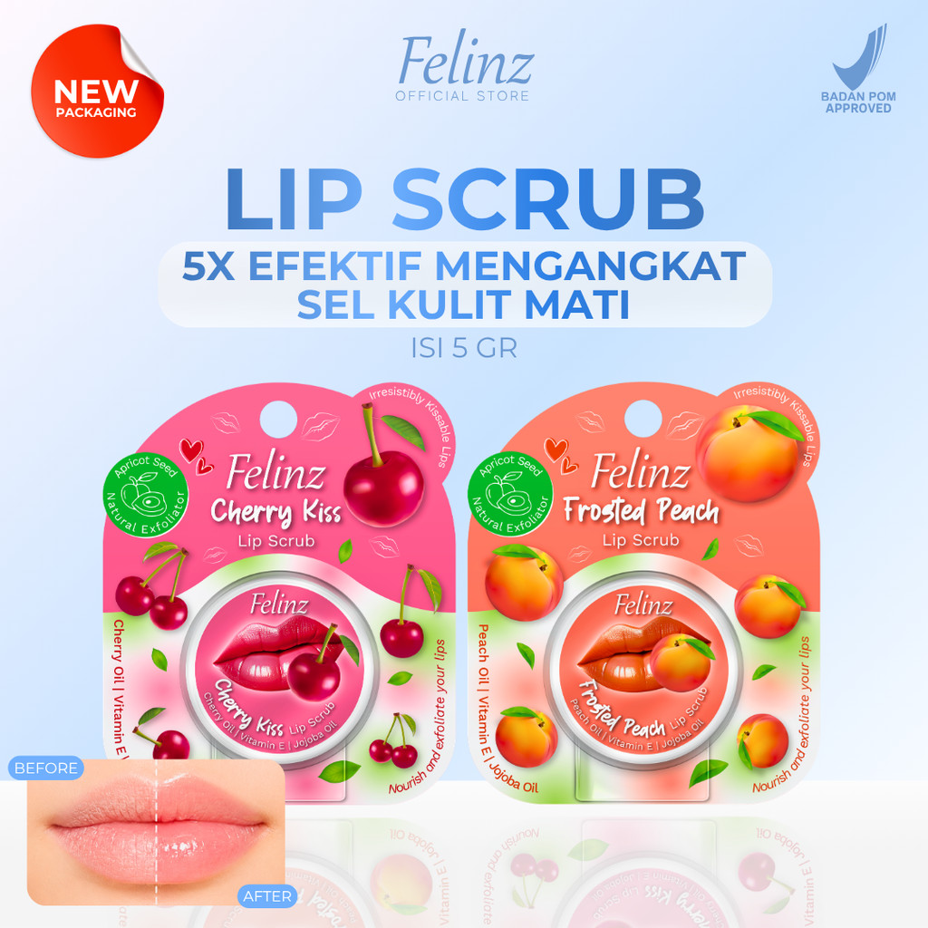 FELINZ LIP SCRUB - SCRUB PENCERAH BIBIR, EKSFOLIASI BIBIR, MENGHALUSKAN BIBIR, MELEMBAPKAN BIBIR, ME