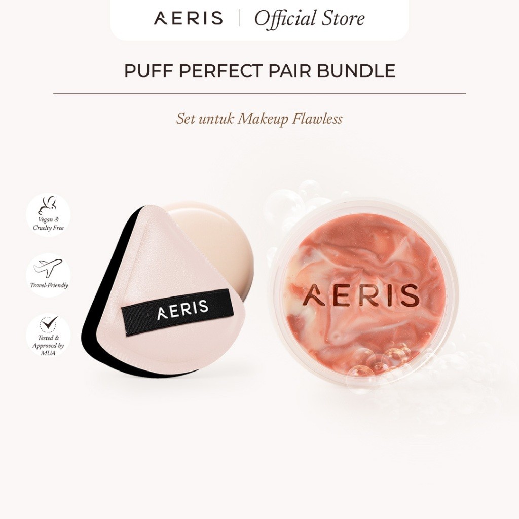Aeris Beauté The Puff Perfect Pair Bundle | Set Praktis Paket Hemat Spons Lembut Cloud Conceal Puff 