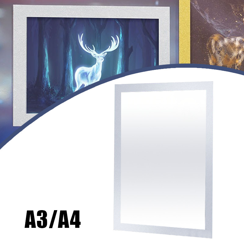 A3 A4 Tempat Poster PVC Matte Silver / Wall Sticker / Brosur Holder / Magnetic Display