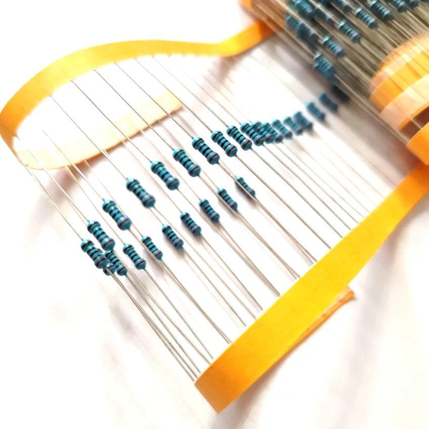 1000pcs Resistor Film Logam 0.25W 1/4 Watt 1% 100 120 150 180 200 220 240 270 300 330 360 390 430 47