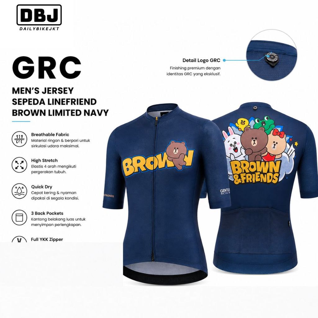 Jersey GRC Men's Jersey Linefriend Brown Limited Navy Jersey Sepeda Pria