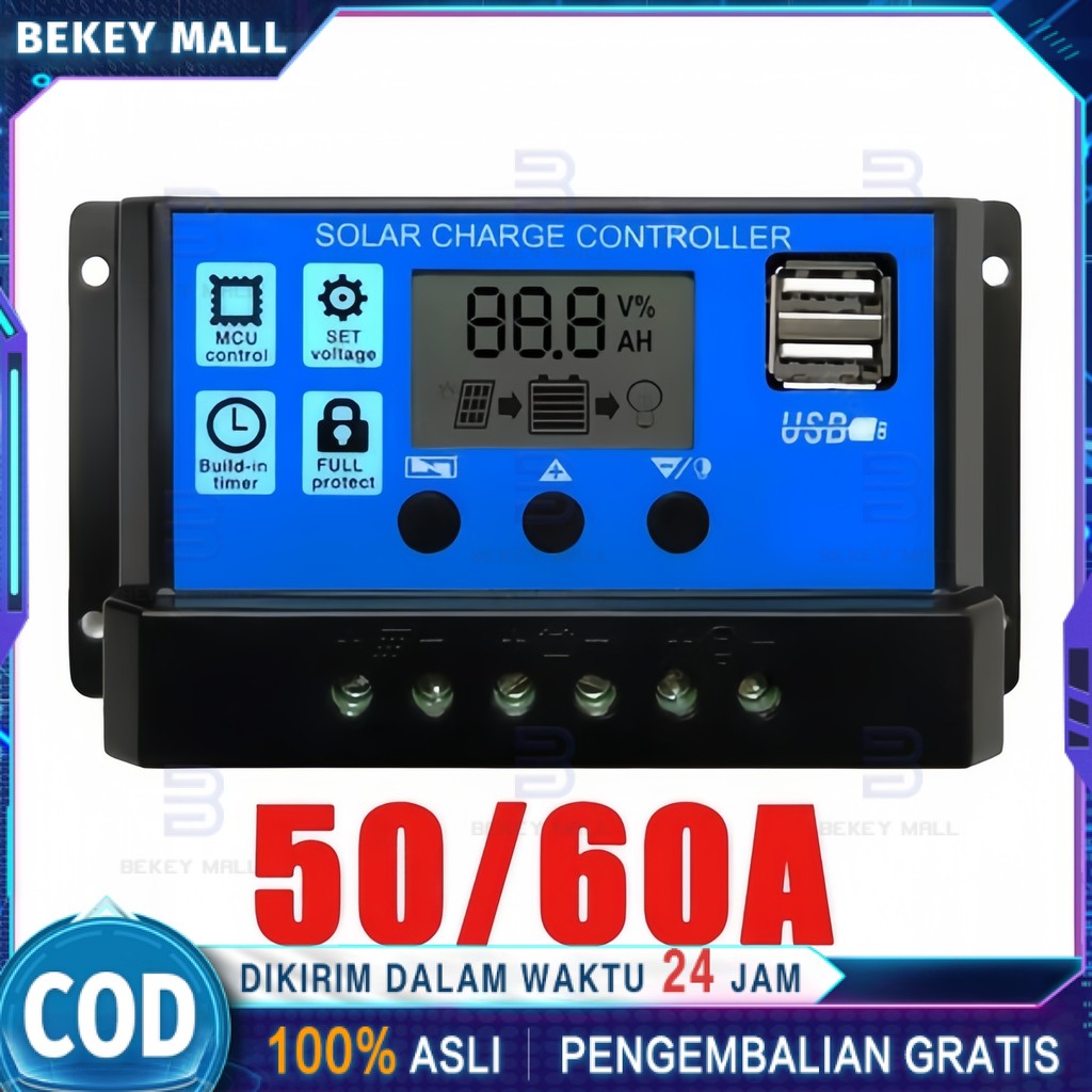 Solar Charge Controller LCD LED Display Solar PWM 12V/24V 50A 60A USB Panel Surya Charge Cell PWM /c