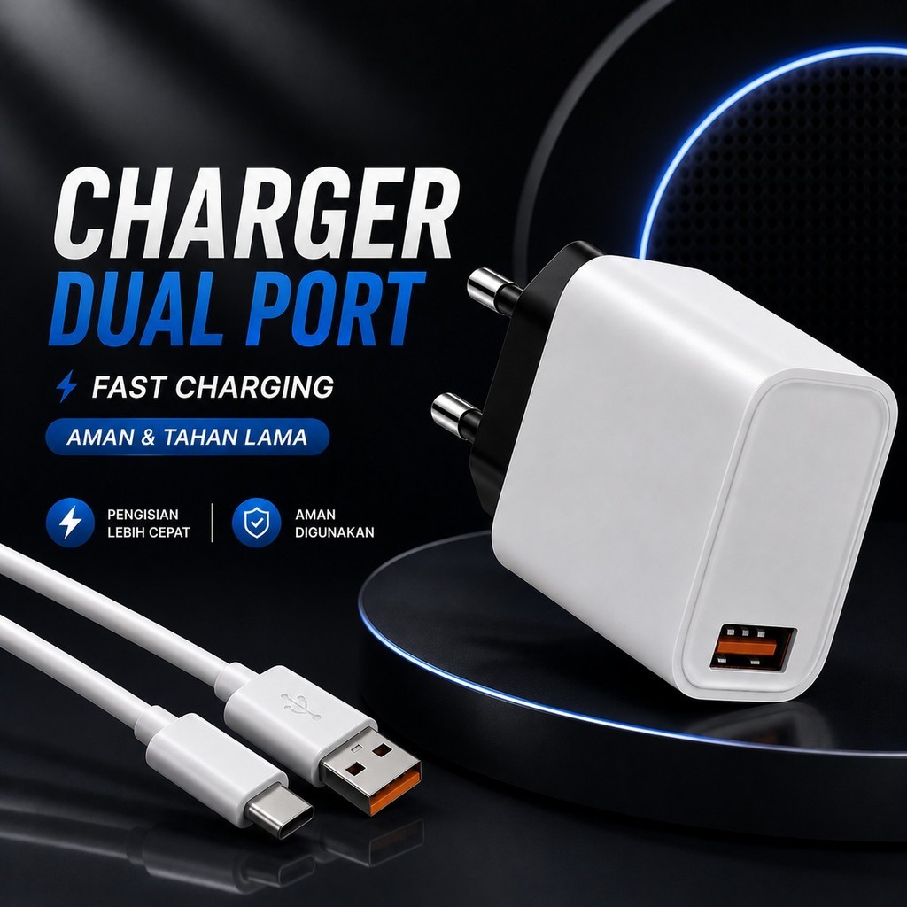 Charger SAMSUNG A07 660W Batok RG15 PUTIH USB Micro & Type C Fast Charging Adapter High Quality FC