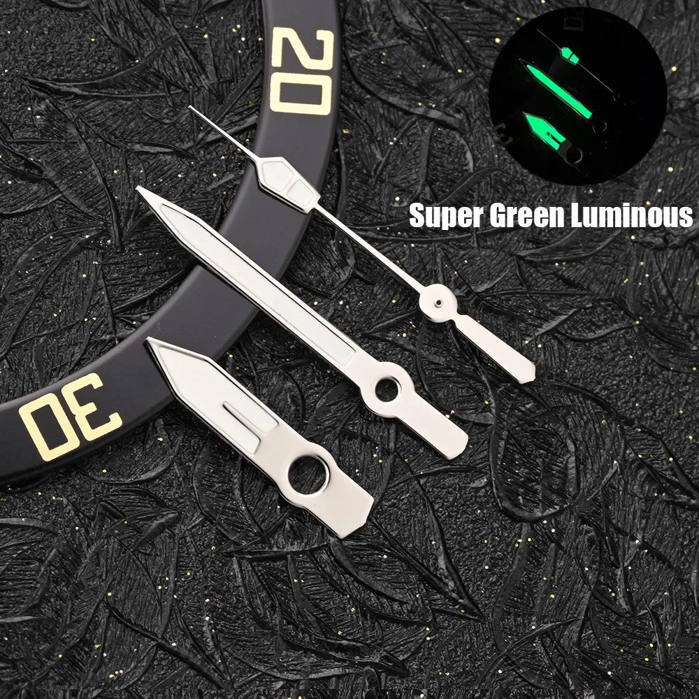 Sumo Silver Watch Hands Super Green Luminous Fit NH35 NH36 3135 ETA2836 2824 Miyota 8205 8215 821A M