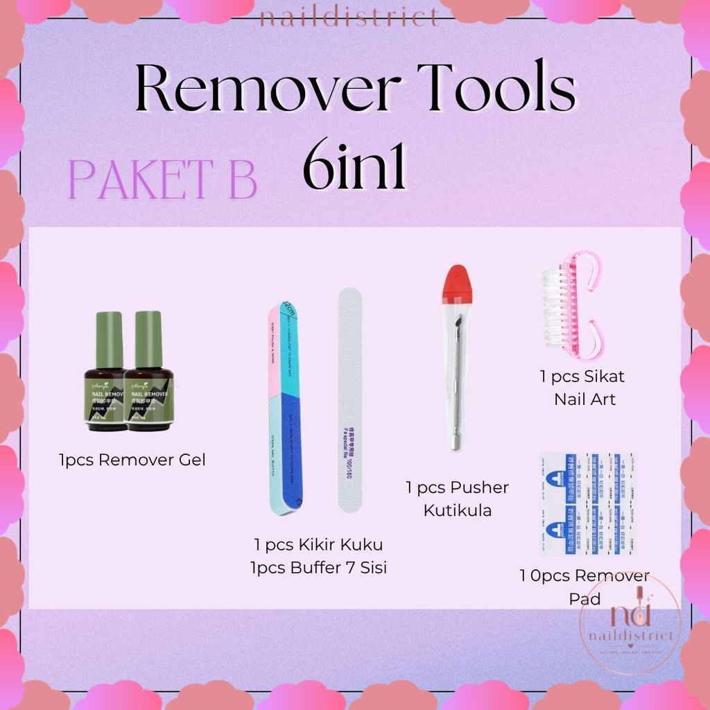 PAKET B REMOVER GEL POLISH 6in1 / PAKET NAIL ART REMOVAL  / PAKET NAIL ART REMOVE GEL LENGKAP / NAIL