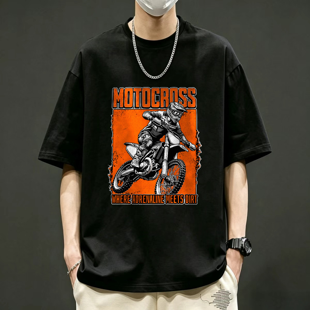 Kaos Motocross Rider Adrenaline Meets Dirt Kaos Pria Kaos Vintage American Style Kaos Lengan Pendek 