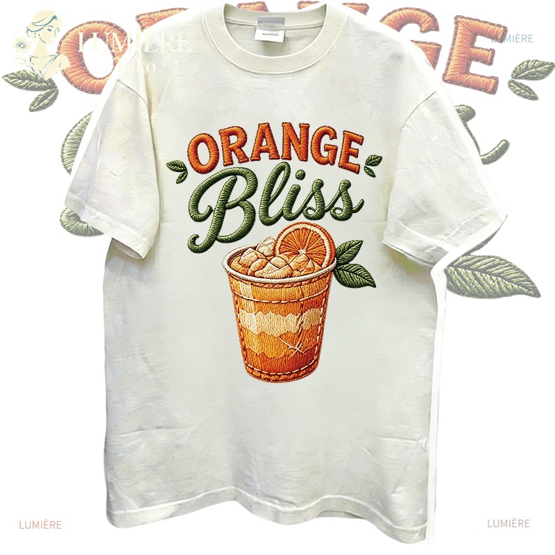 [COD] Kaos Wanita Korea Oversize Lengan Pendek Motif Minuman Jeruk Es Orange Bliss Gaya Estetik Musi