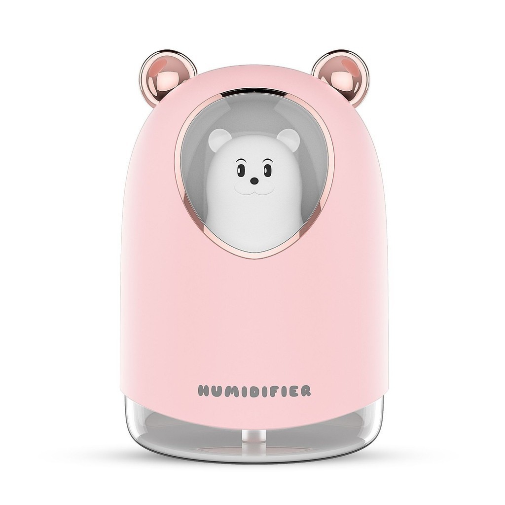 GRWOSIR Humidifier USB Mini Portable Bear dengan Lampu Tidur RGB 7 Warna Pelembap Udara Ultrasonik FS038