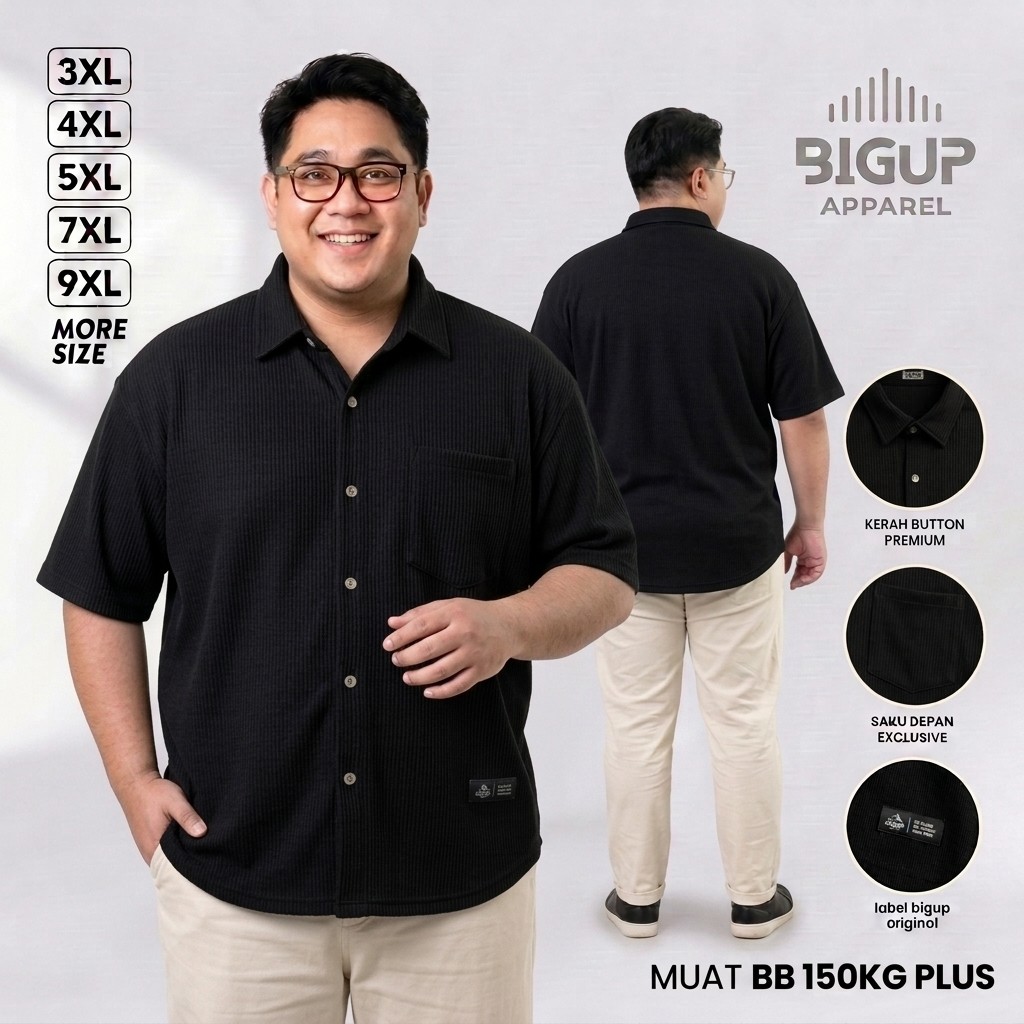 Bigup Kaos Polo Jumbo Pria Berkerah Bahan Knit Model Kancing Terbaru