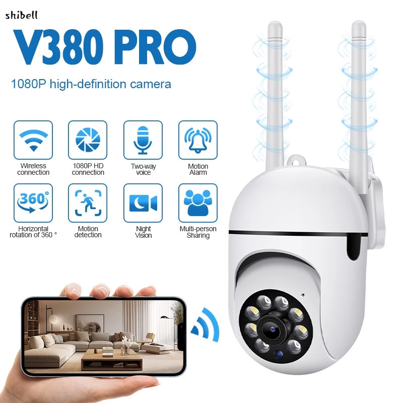 CCTV IP Camera WIFI cctv V380 Pro 1080P IP Camera CCTV HD 5MP Tanpa Kabel Jarak Jauh Pantau Hp Dalam