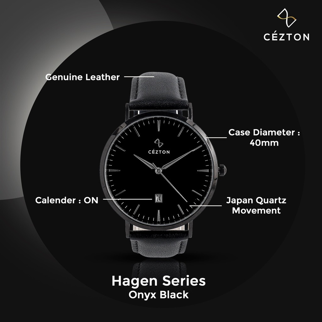 CEZTON Jam Tangan Pria | HAGEN SERIES Onyx Black