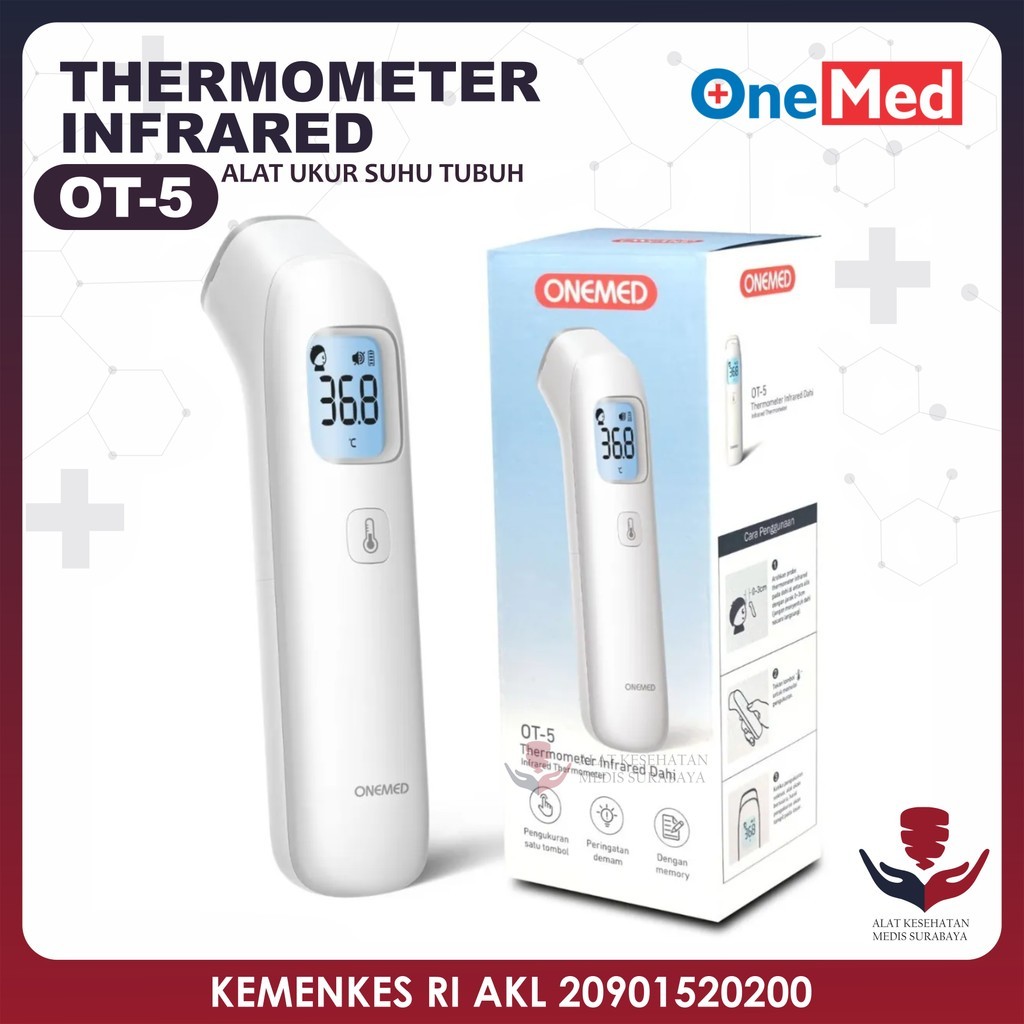 Onemed OT-5 Thermometer Head Pengukur Cek Ukur Suhu Badan Tembak Sensor Termometer Infrared Dewasa A