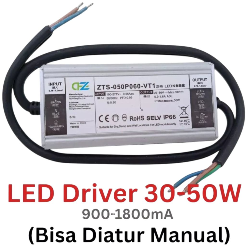 LED DRIVER 30-50W Adjustable - LED Driver 30 Watt - 50 Watt 900ma-1800mA Kualitas Super
