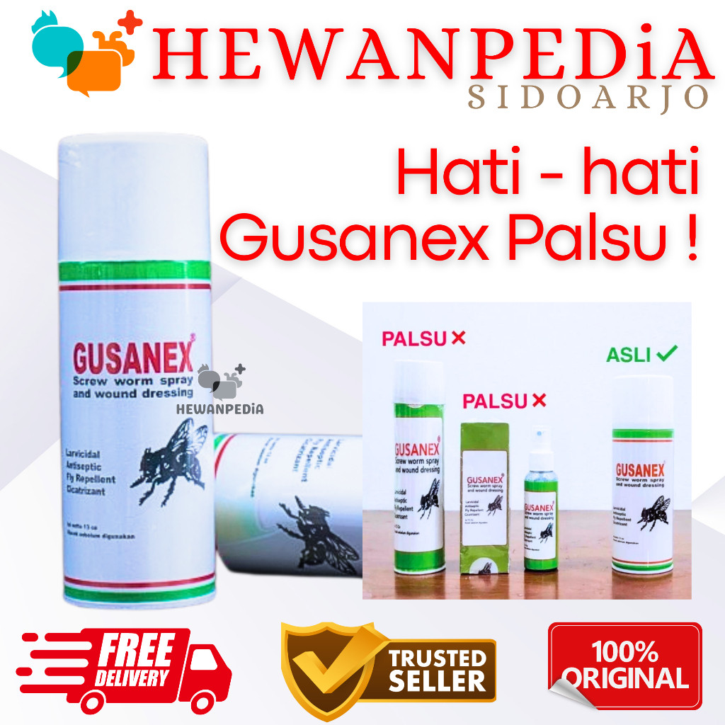 GUSANEX SPRAY - Obat Antibiotik Semprot Luka Luar Anti Parasit Lalat PMK LSD Dicodine Limoxin Spray 