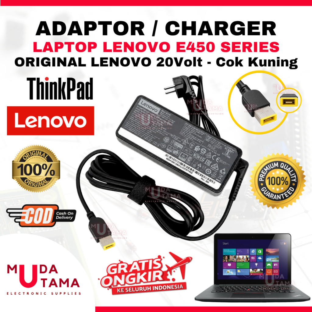 Adaptor Charger Laptop LENOVO Thinkpad E450 USB Kuning - Adaptor Laptop LENOVO Thinkpad E450 - Adapt