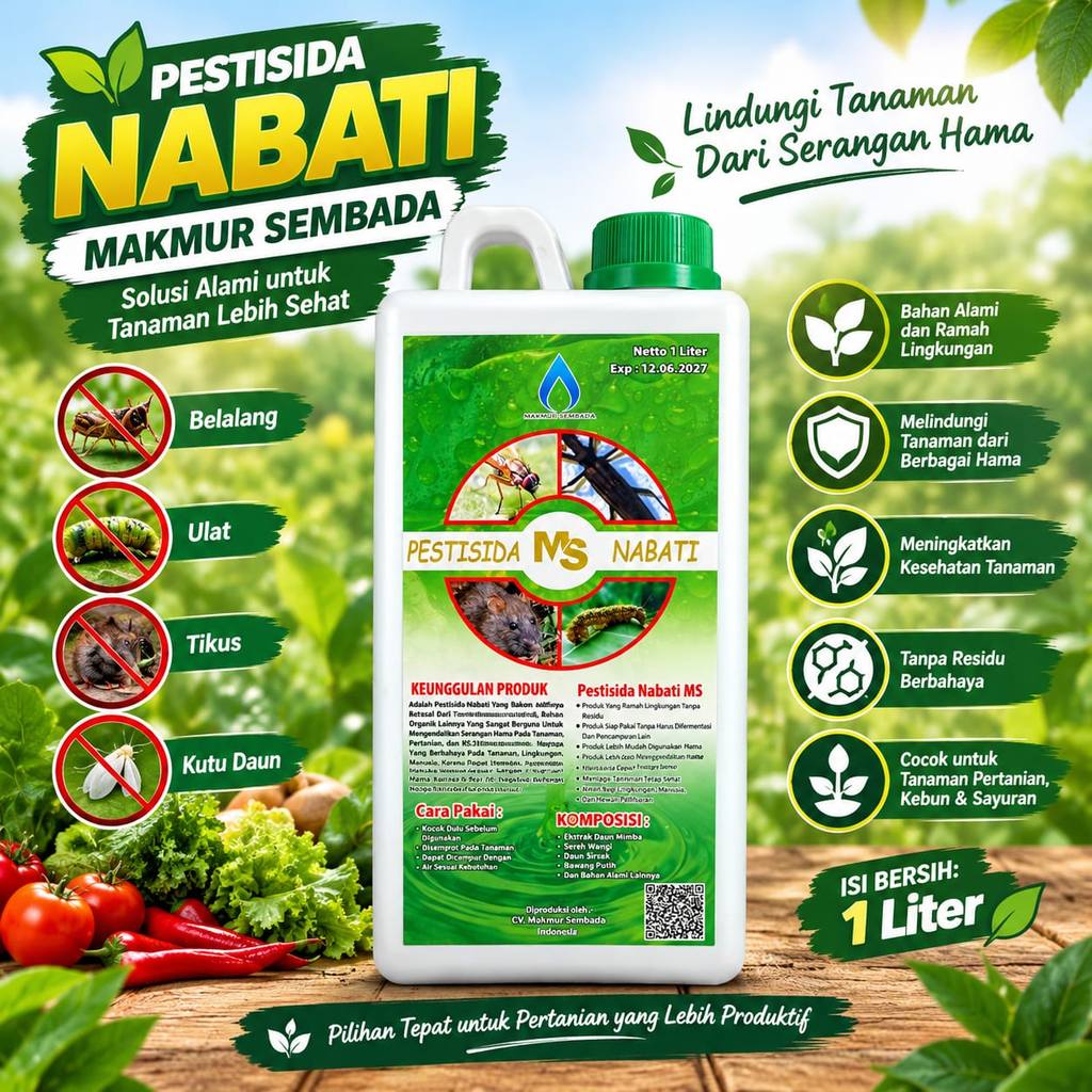 Pestisida Nabati Makmur Sembada 1 Liter Obat Hama Tanaman Pengendali Hama Organik Tanaman Pertanian