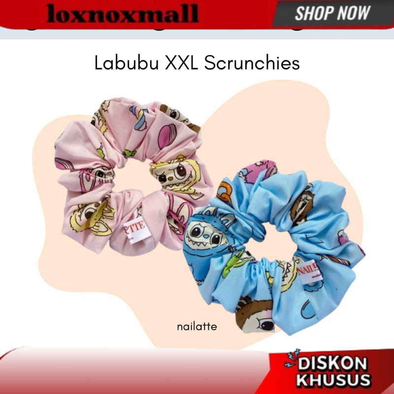 TRENDING Ikat rambut cepol scrunchie korea Labubu XXL turki ikat rambut jumbo hijab bahan kunciran i