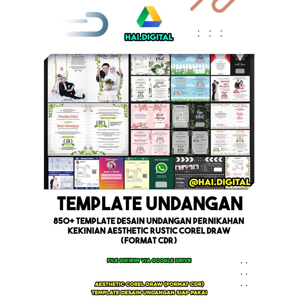 850+ Template Desain Undangan Pernikahan Kekinian Aesthetic Rustic Corel Draw (Format CDR)