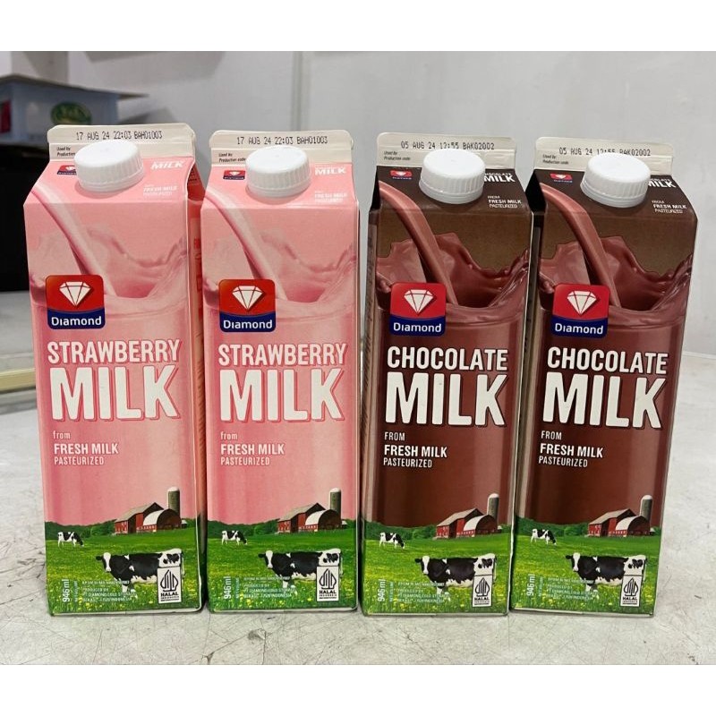 Diamond Fresh Milk/ Susu Segar Diamond (Strawberry & Coklat) 946 Ml