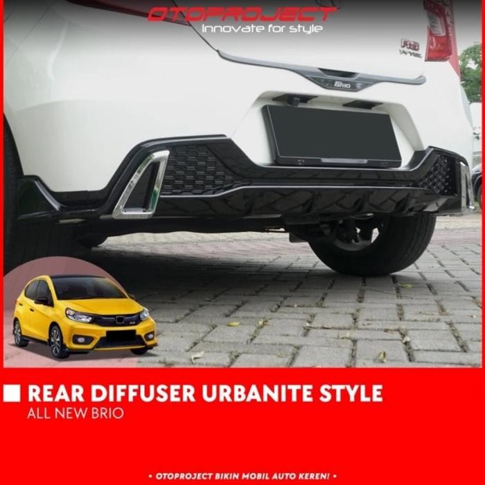 Diffuser / Skidplate Bumper Belakang Urbanite Style All New BRIO - Black Matte