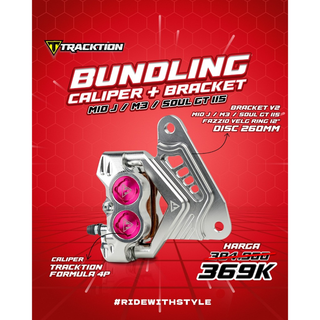 PAKET BUNDLING BRACKET + CALIPER FOR  Mio J - Mio M3 - Soul GT 115 - Fino 115 CARBU