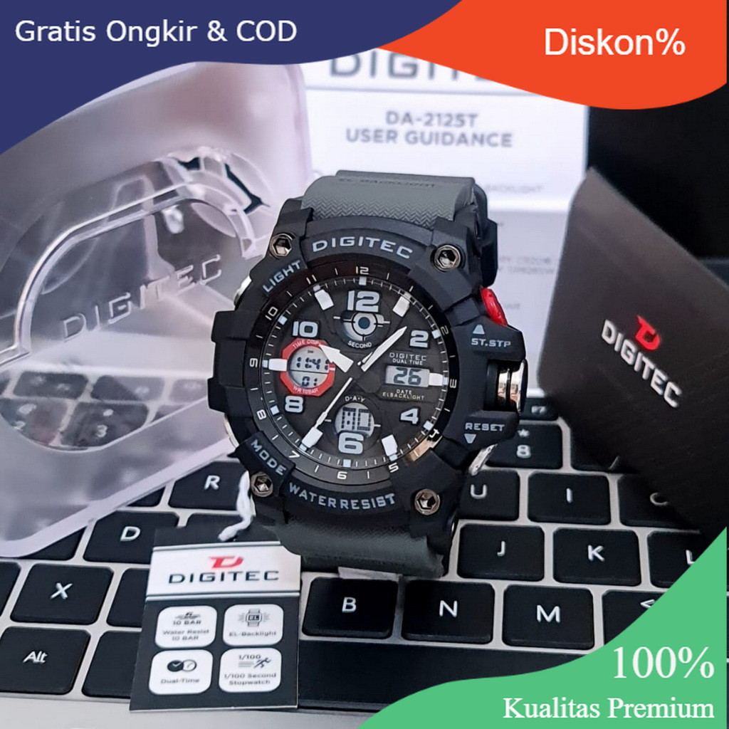 Diskon 50% Jam Tangan Pria Digitec 2125 / DA-2125T Original Water Resist Termurah